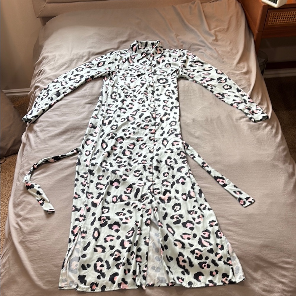 Leopard Print Long Sleeve Dress